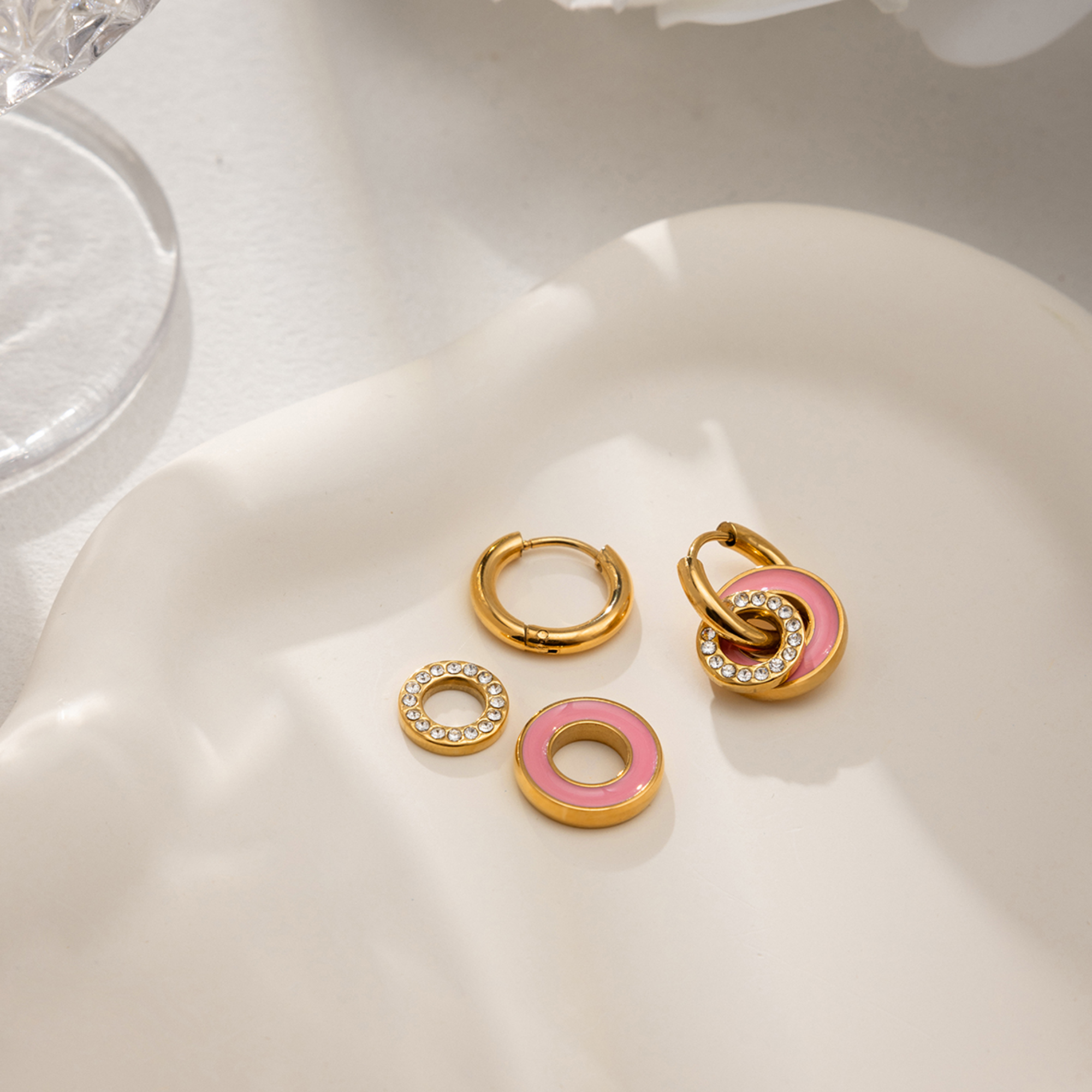 Pre-Order:Pink Enamel Hoops