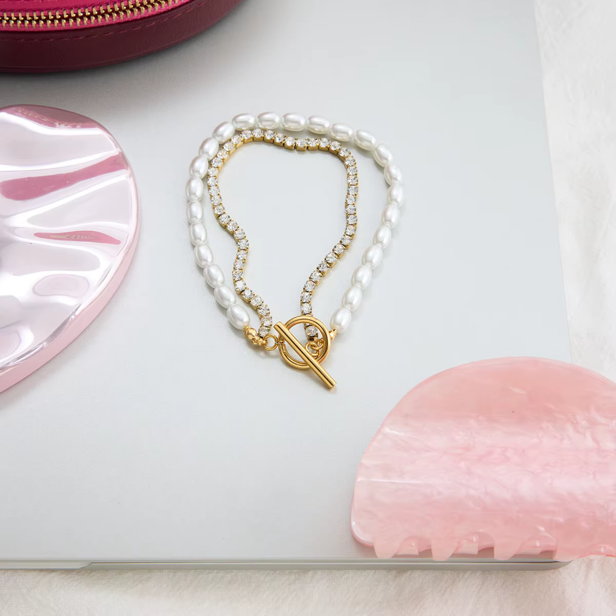 PREORDER: Pearls & Tennis Double bracelet