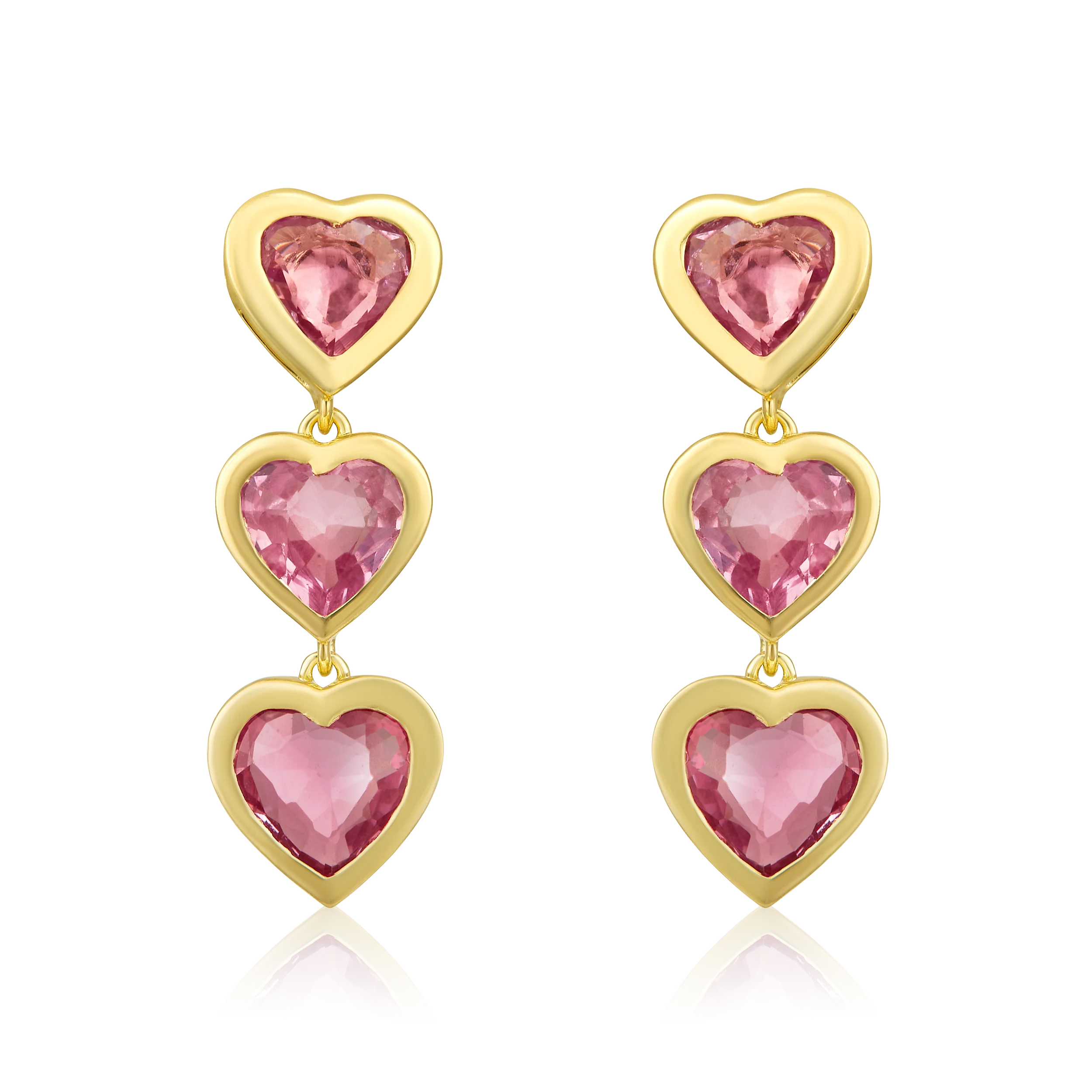 14k Pink Sapphire Hearts