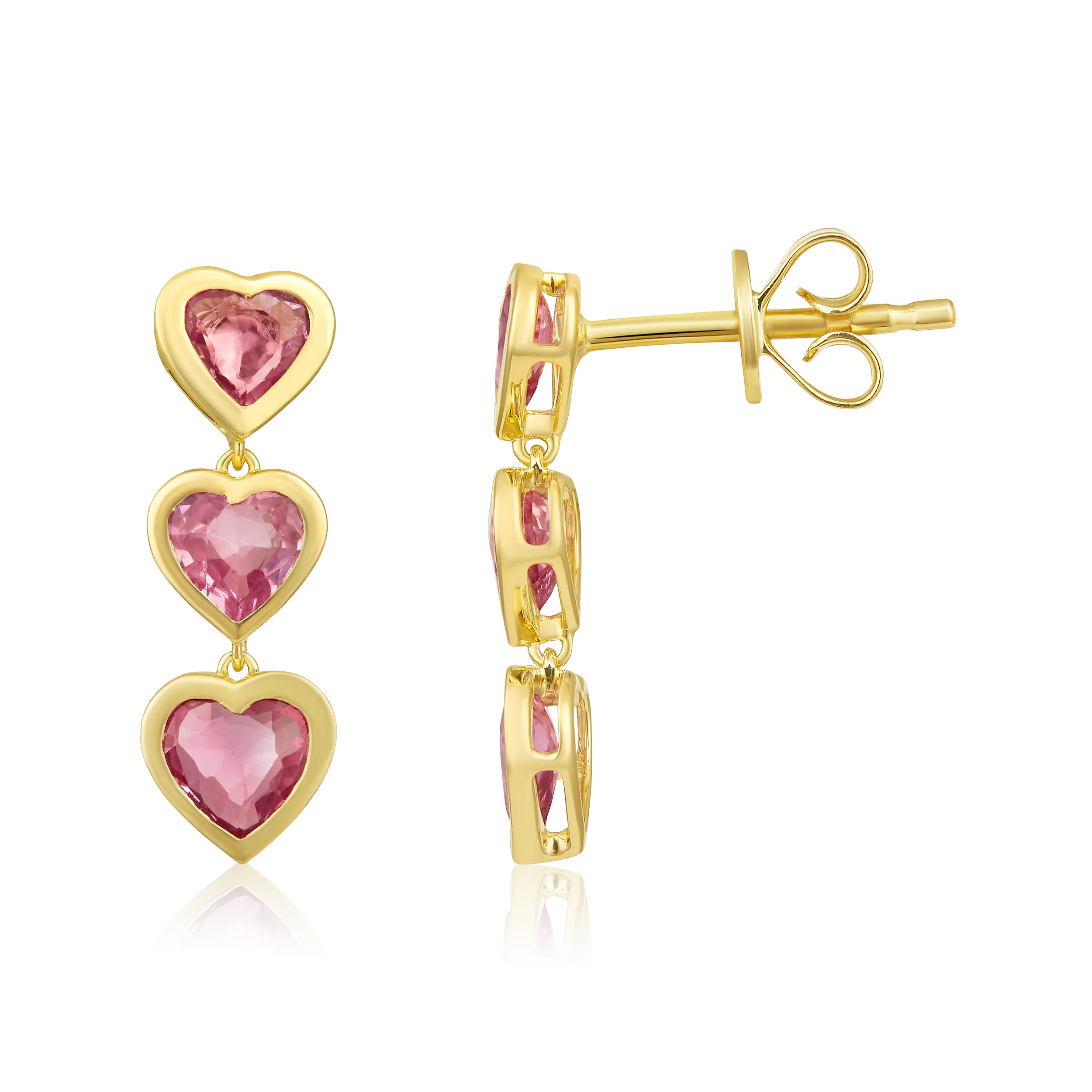 14k Pink Sapphire Hearts