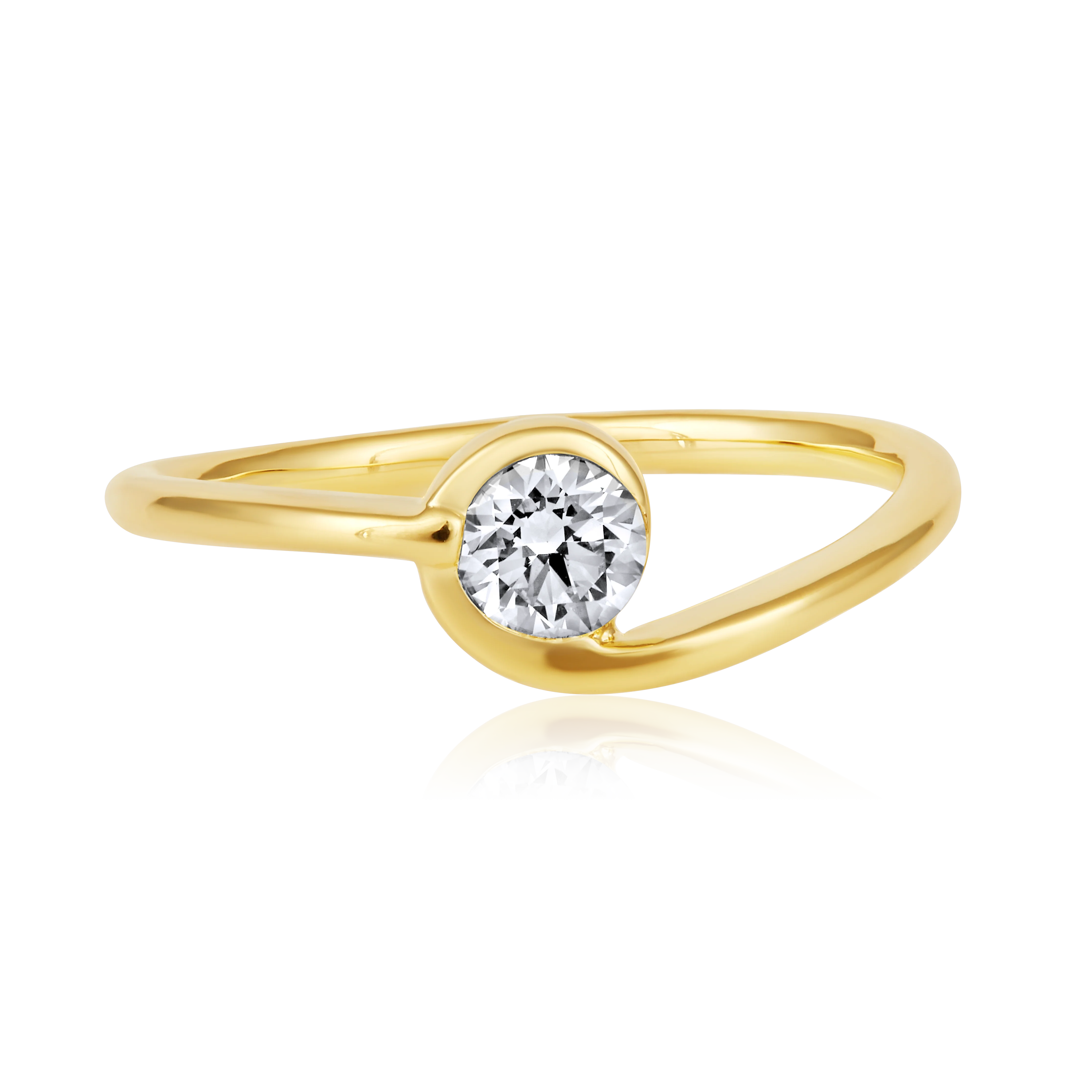 Round Half Bezel Wrap Ring