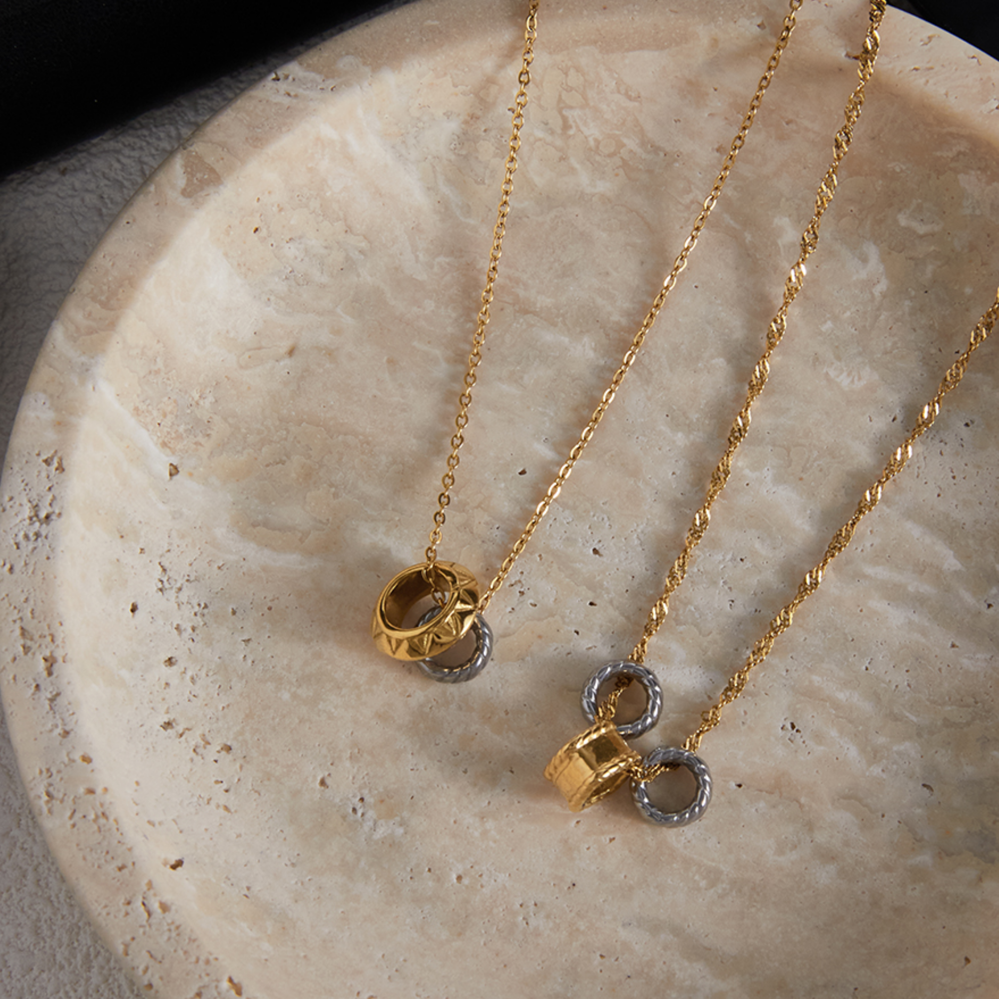 Preorder Two Tone Ring Pendant Necklace