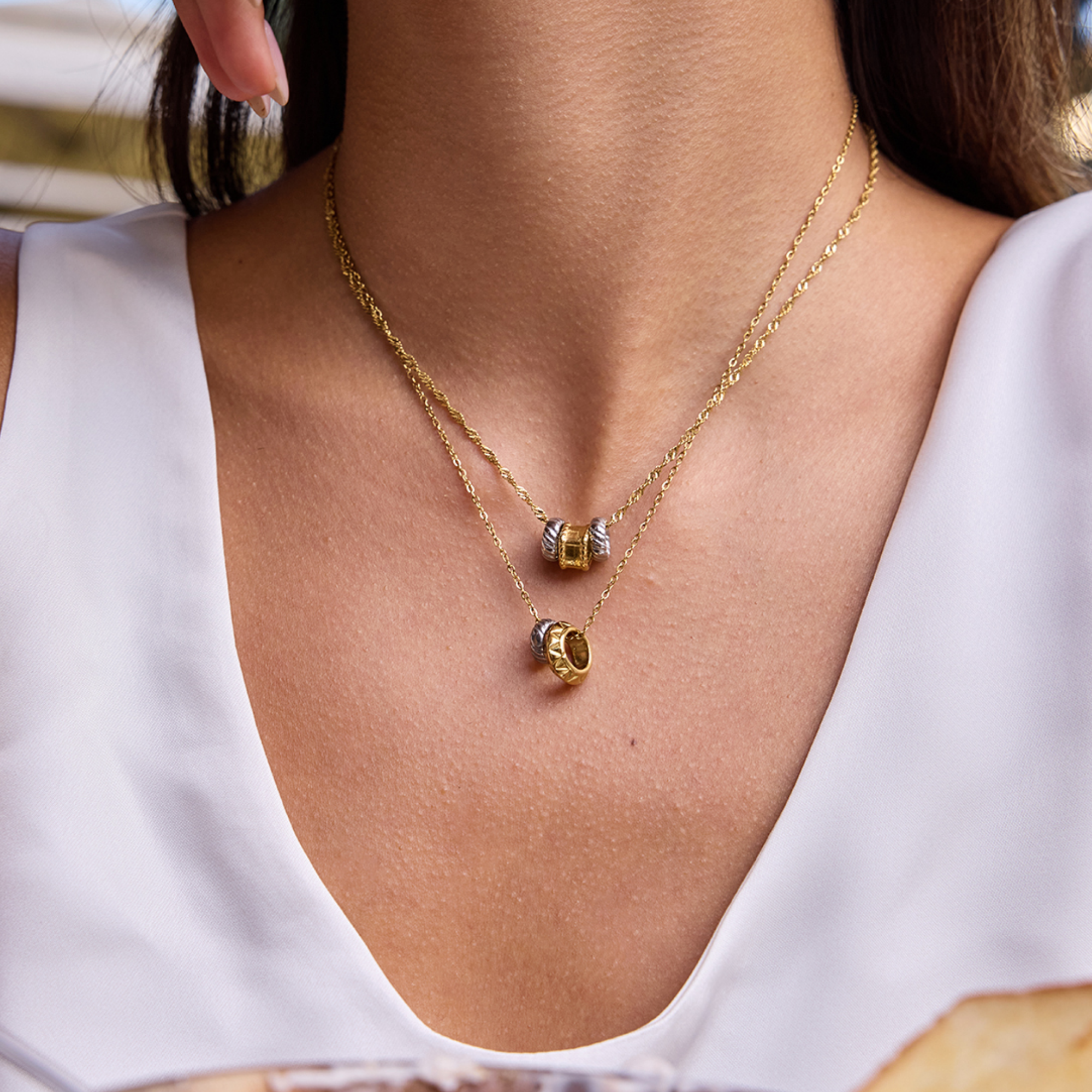 Preorder Two Tone Ring Pendant Necklace