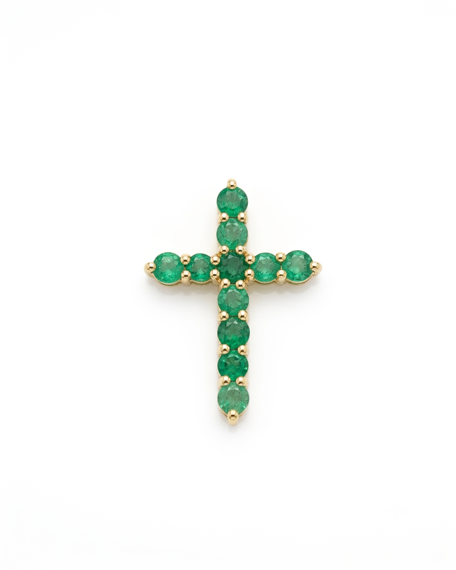 Natural Emerald Cross Pendant