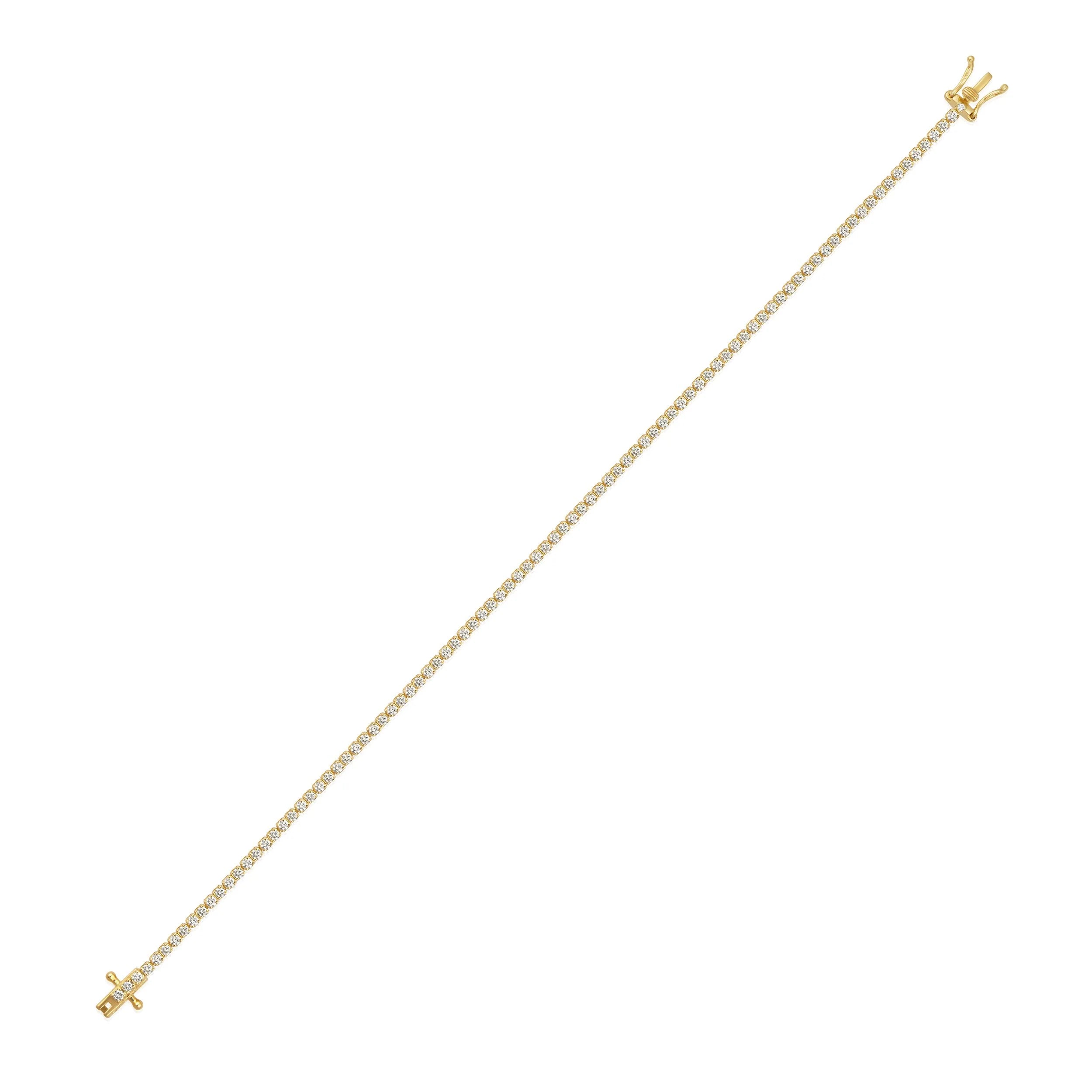 14K Gold 1ct Natural Diamond Round Tennis Bracelet
