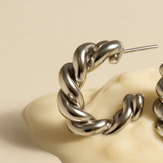 Twisted Silver Hoops