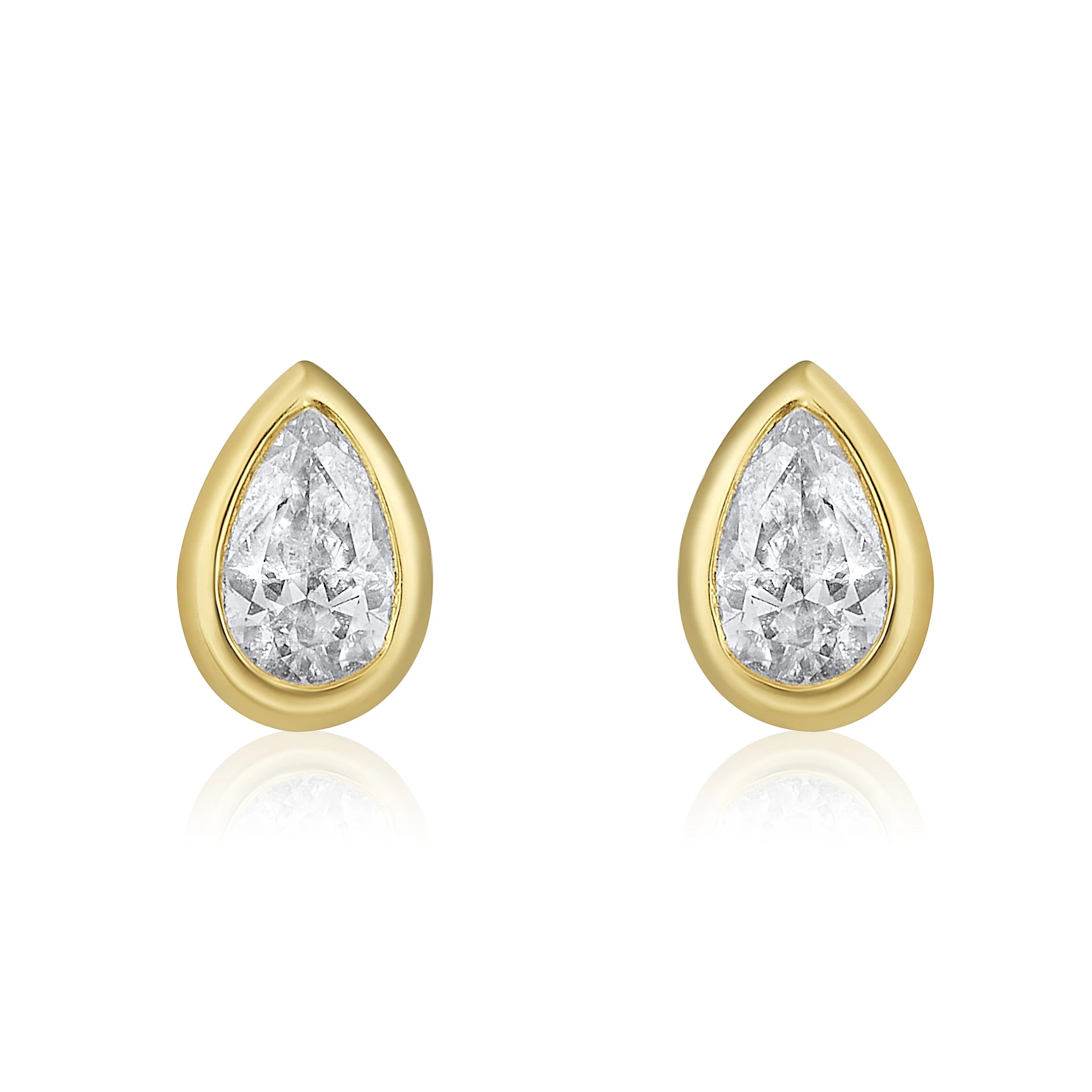 Pear Bezel Stud Earrings 0.2 ct