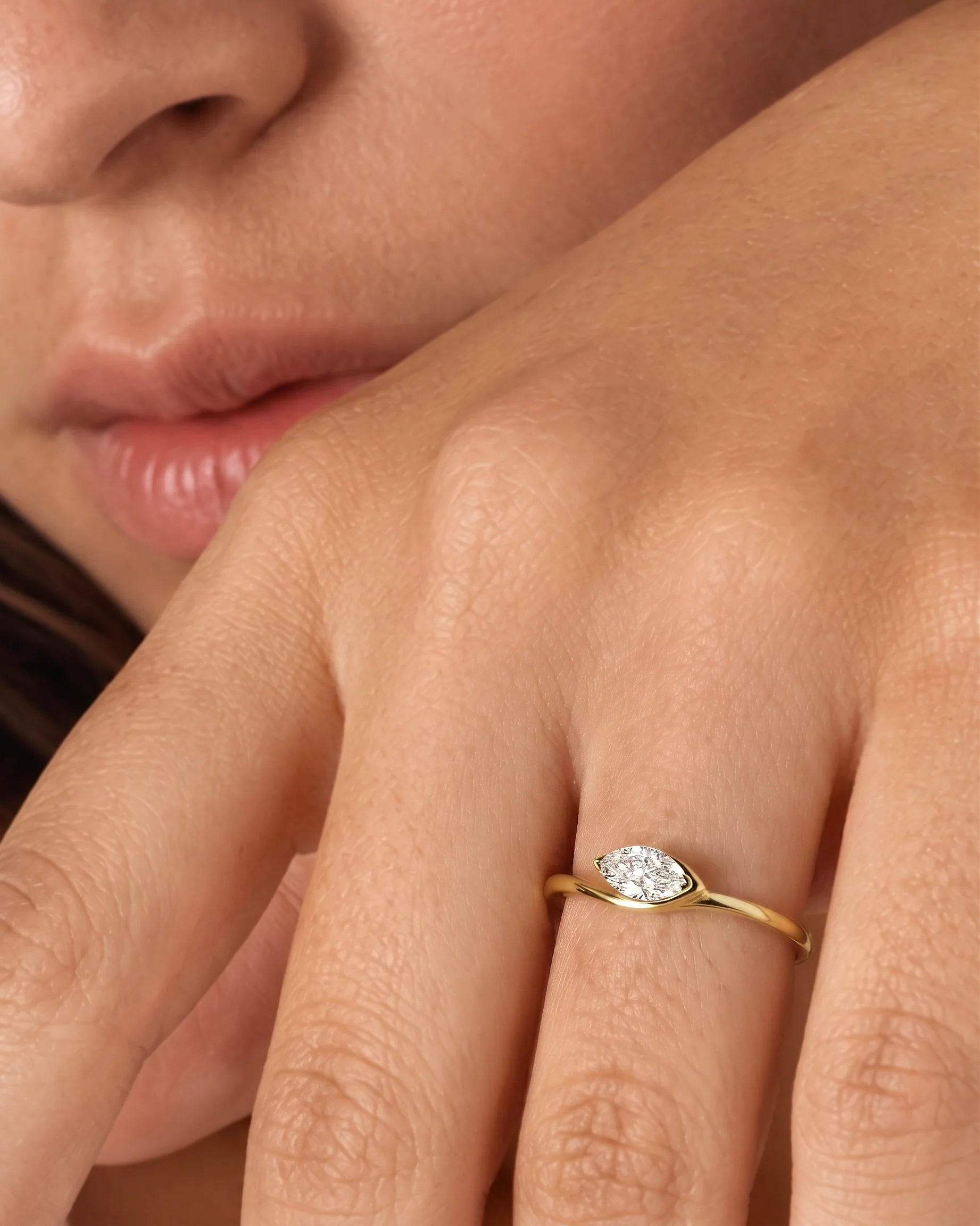 Marquise Half Bezel Wrap Ring