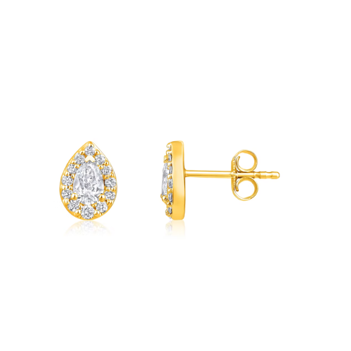 0.74ct  Pear Halo Stud Earrings