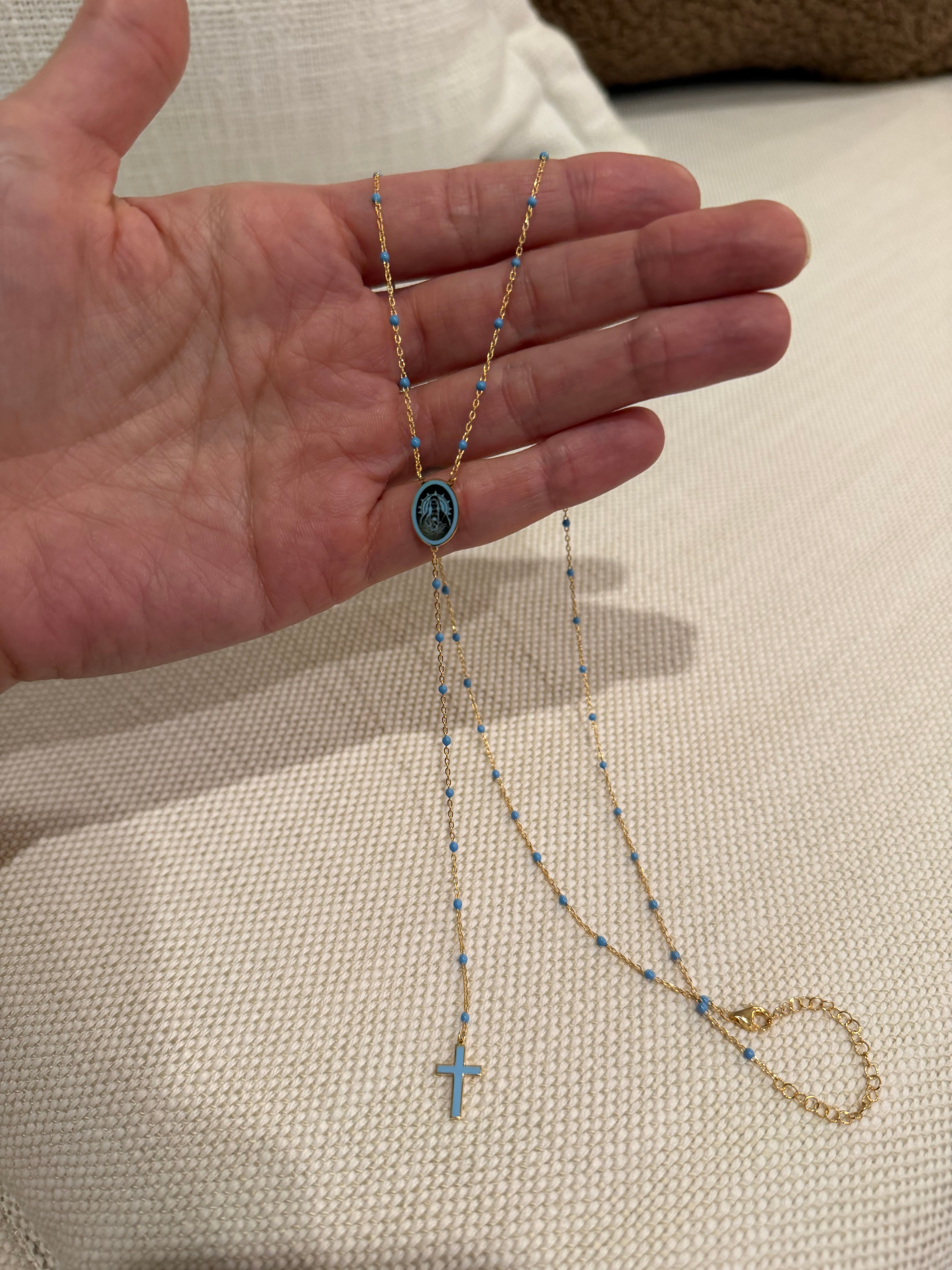 Enamel Paint Rosary Necklace