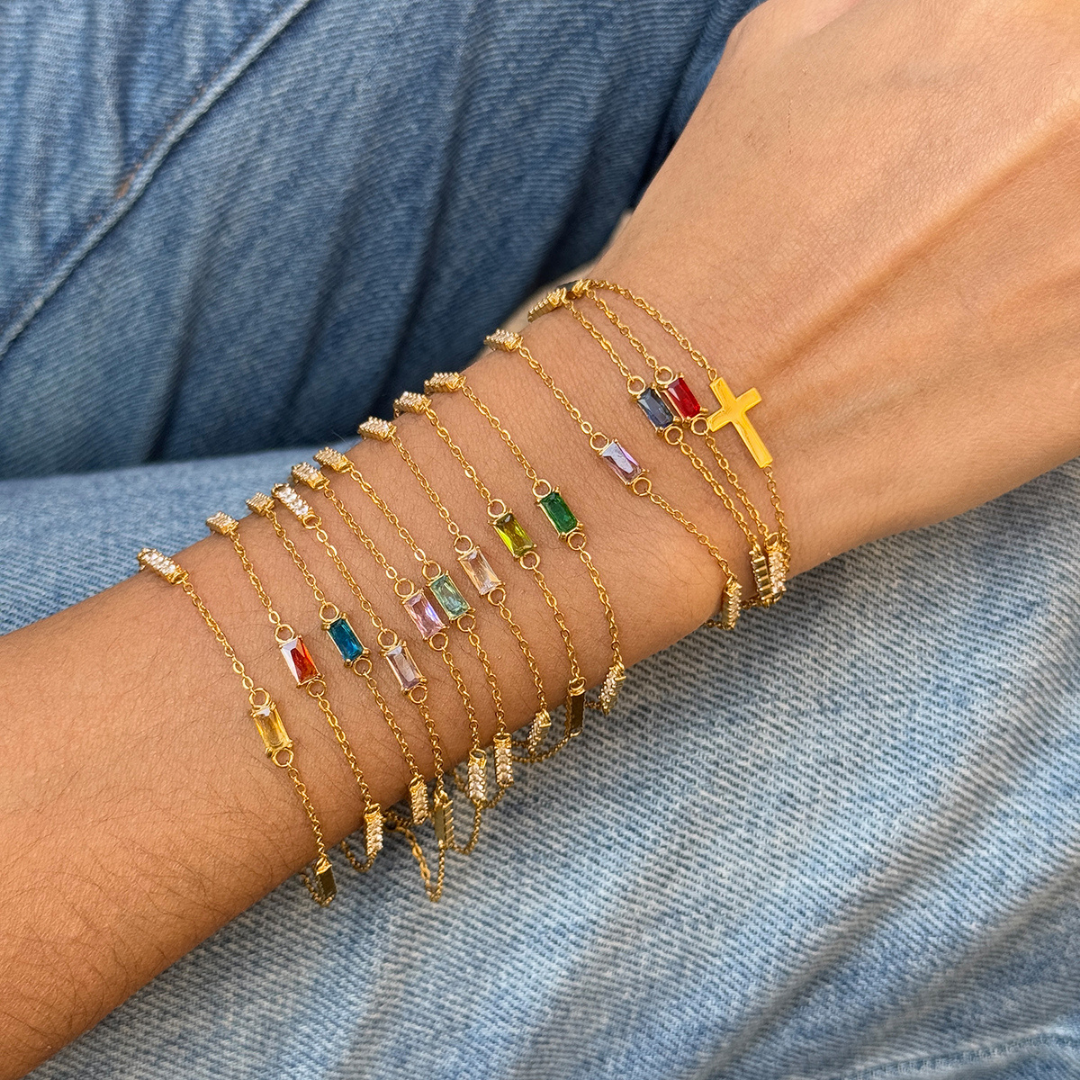 Pre-Order: Pulsera Piedra de color y Cruz