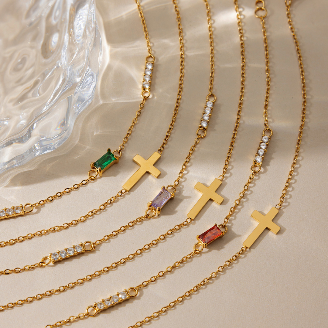 Pre-Order: Pulsera Piedra de color y Cruz