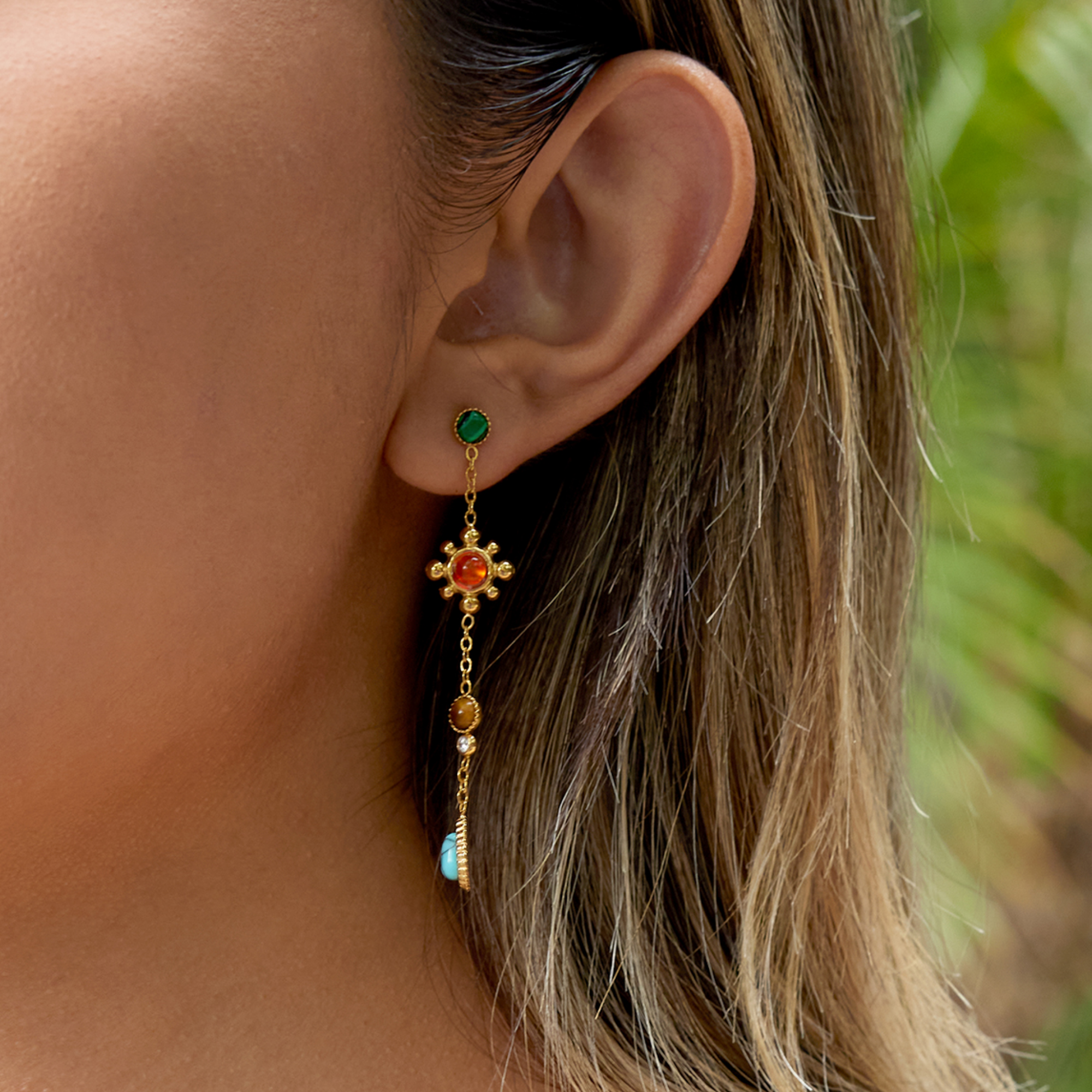 Pre-Order: Gemstone Flower Chain Drops