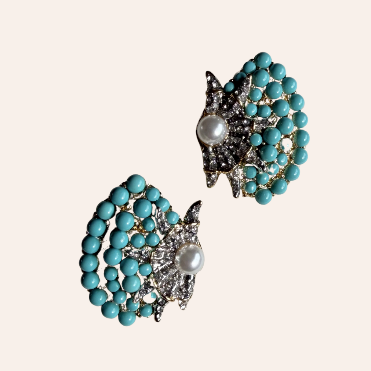 Turquoise and Pearl Studs