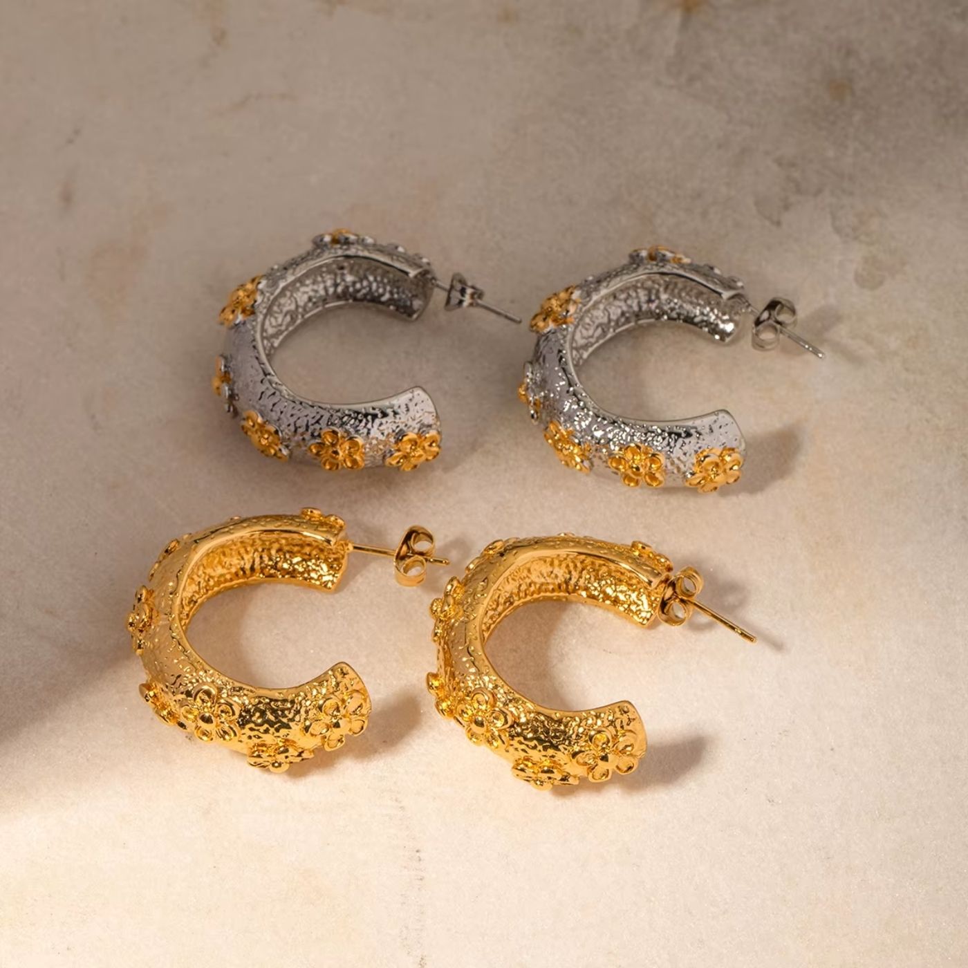 Italian Flower Hoops