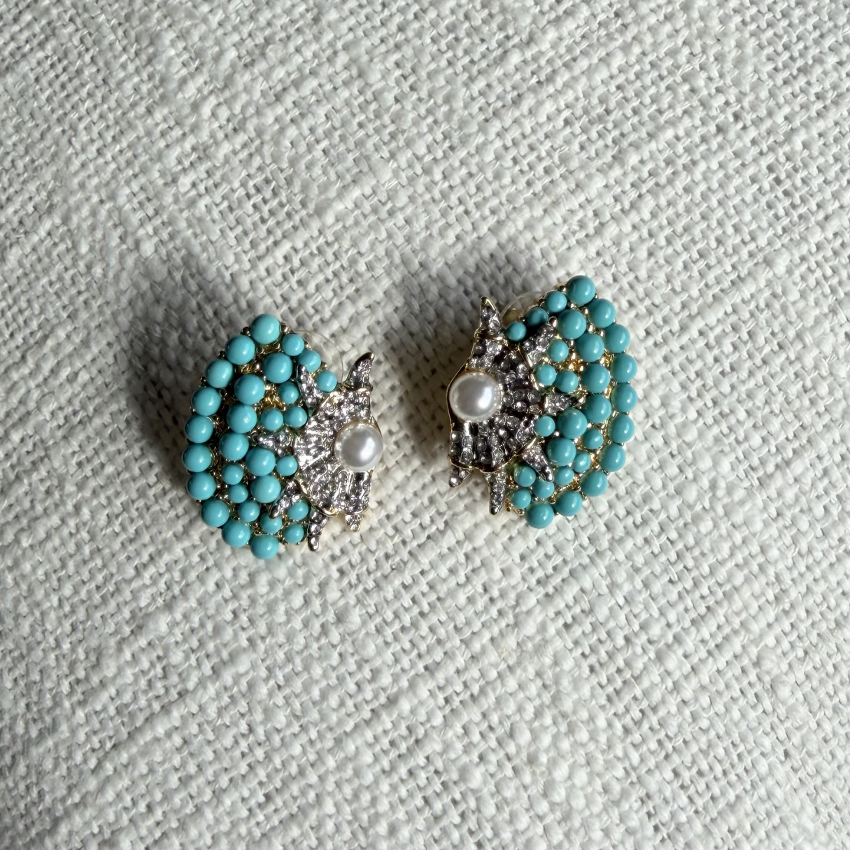 Turquoise and Pearl Studs