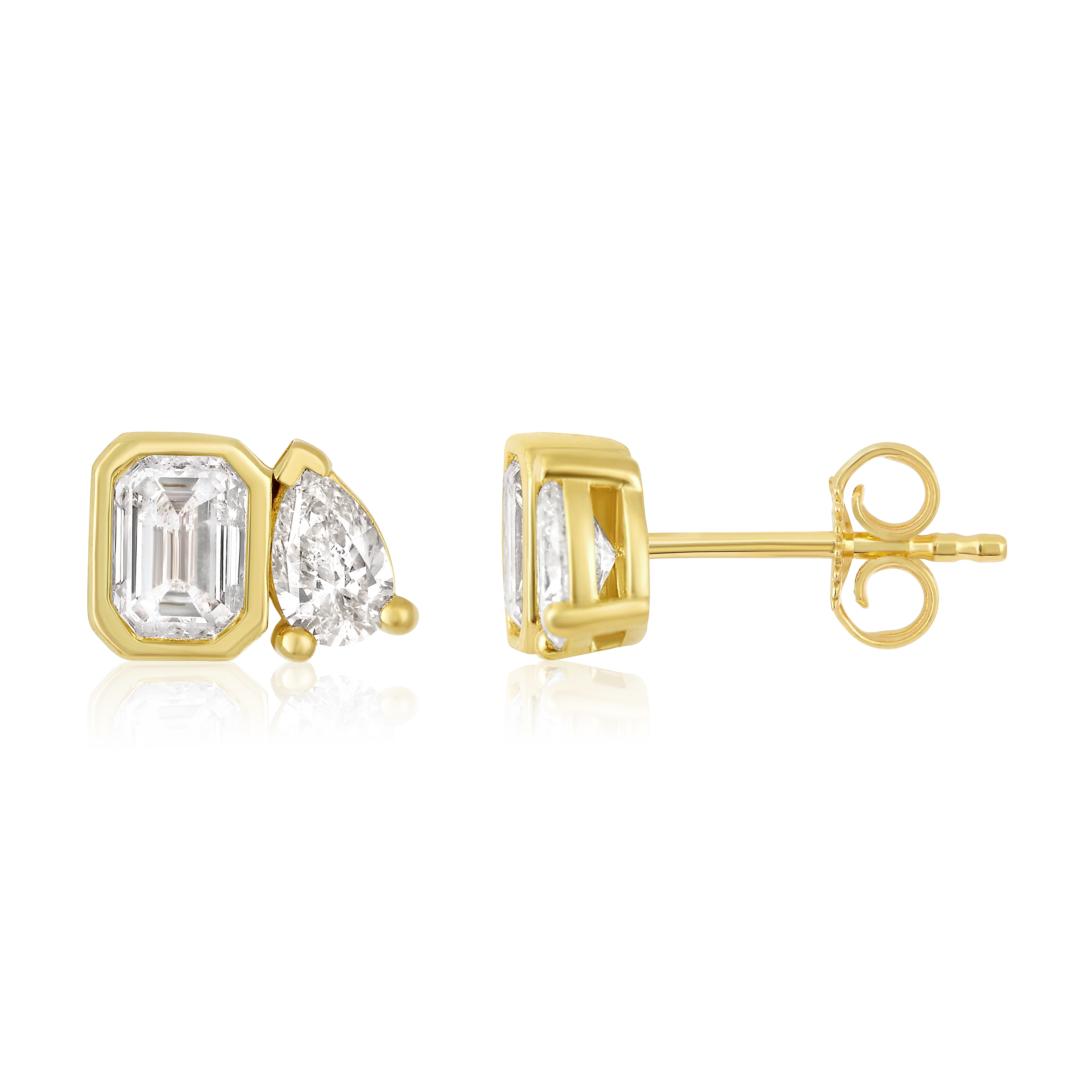 Bezel Emerald and Pearl Studs