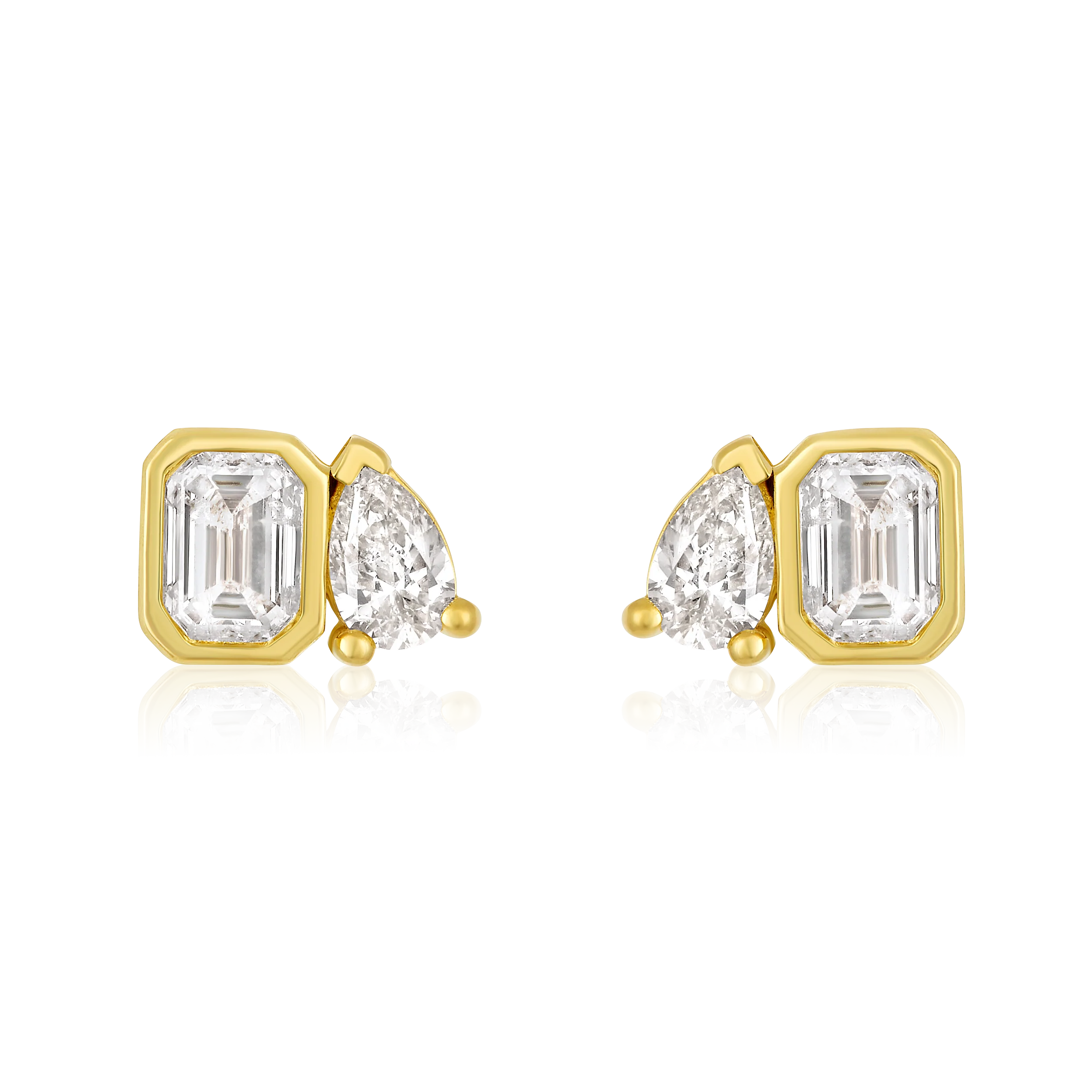 Bezel Emerald and Pearl Studs