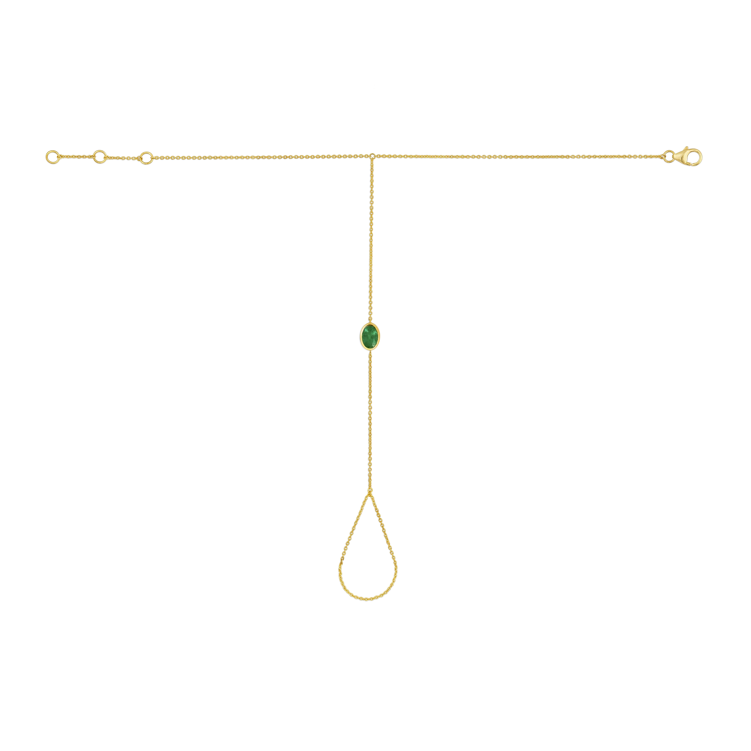 14K  Natural Diamond Emerald East West Oval Bezel Hand Chain