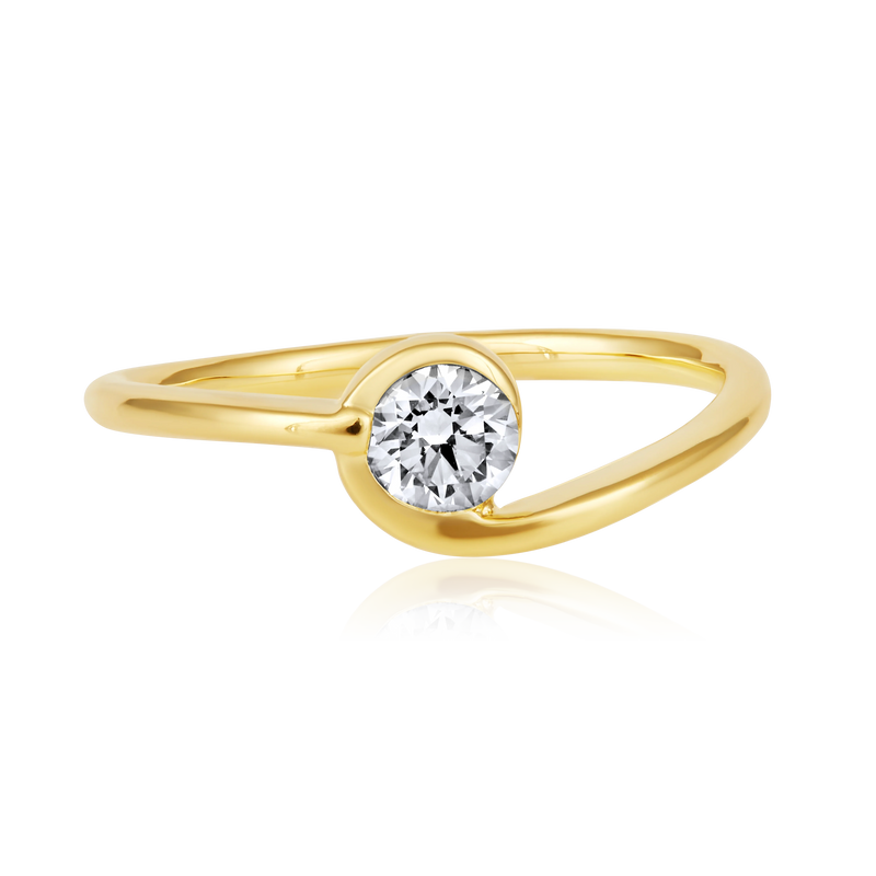 Round Half Bezel Wrap Ring