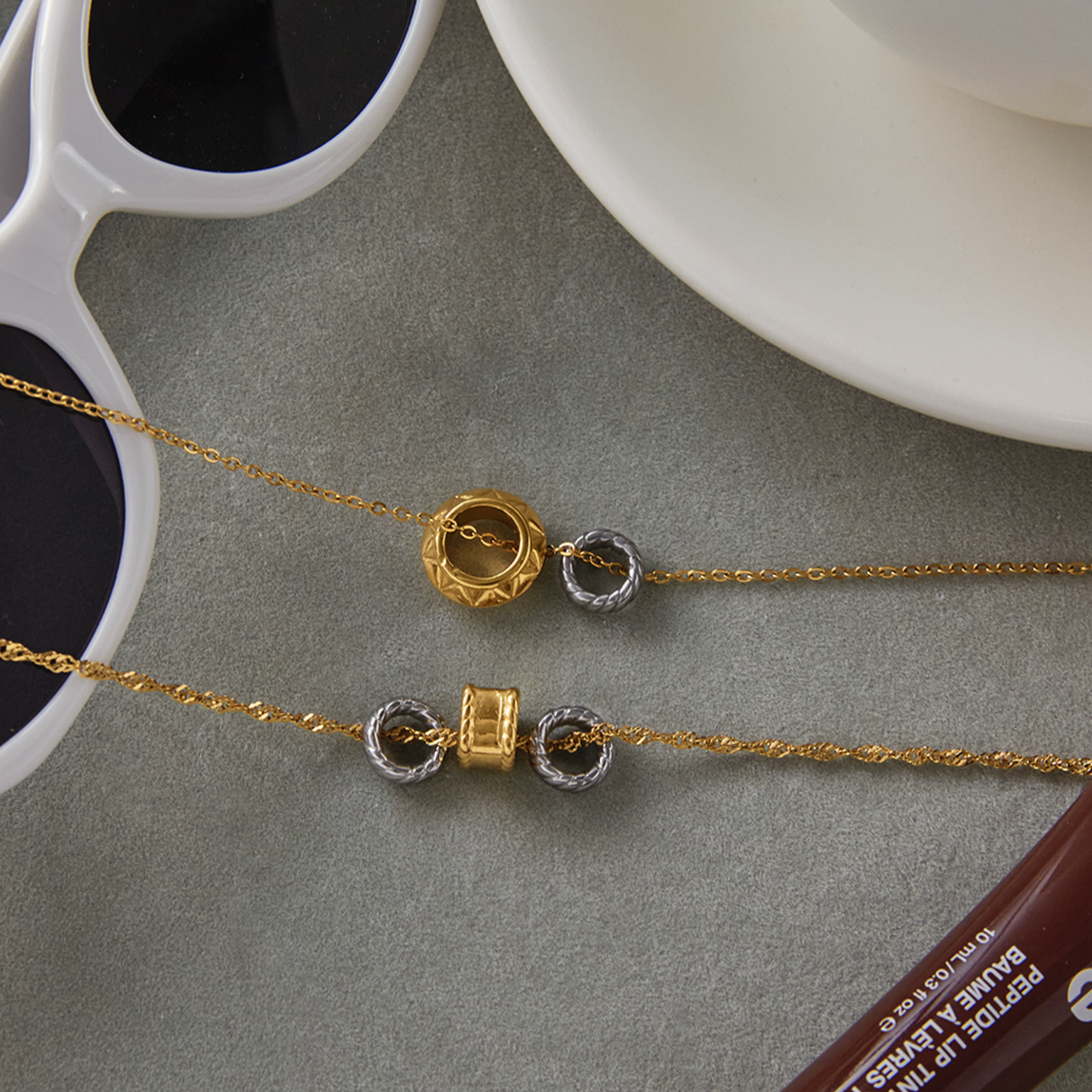 Preorder Two Tone Ring Pendant Necklace