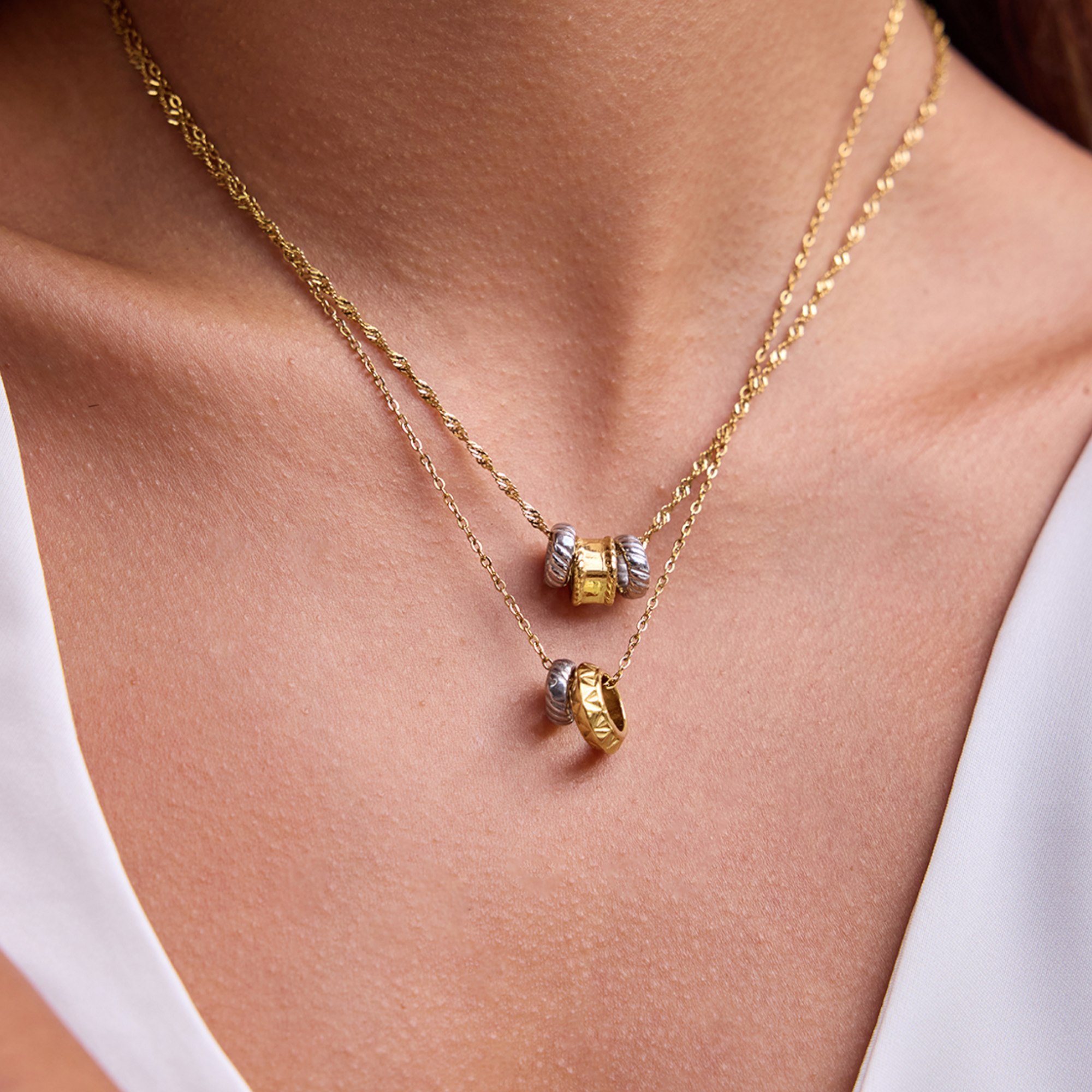 Preorder Two Tone Ring Pendant Necklace