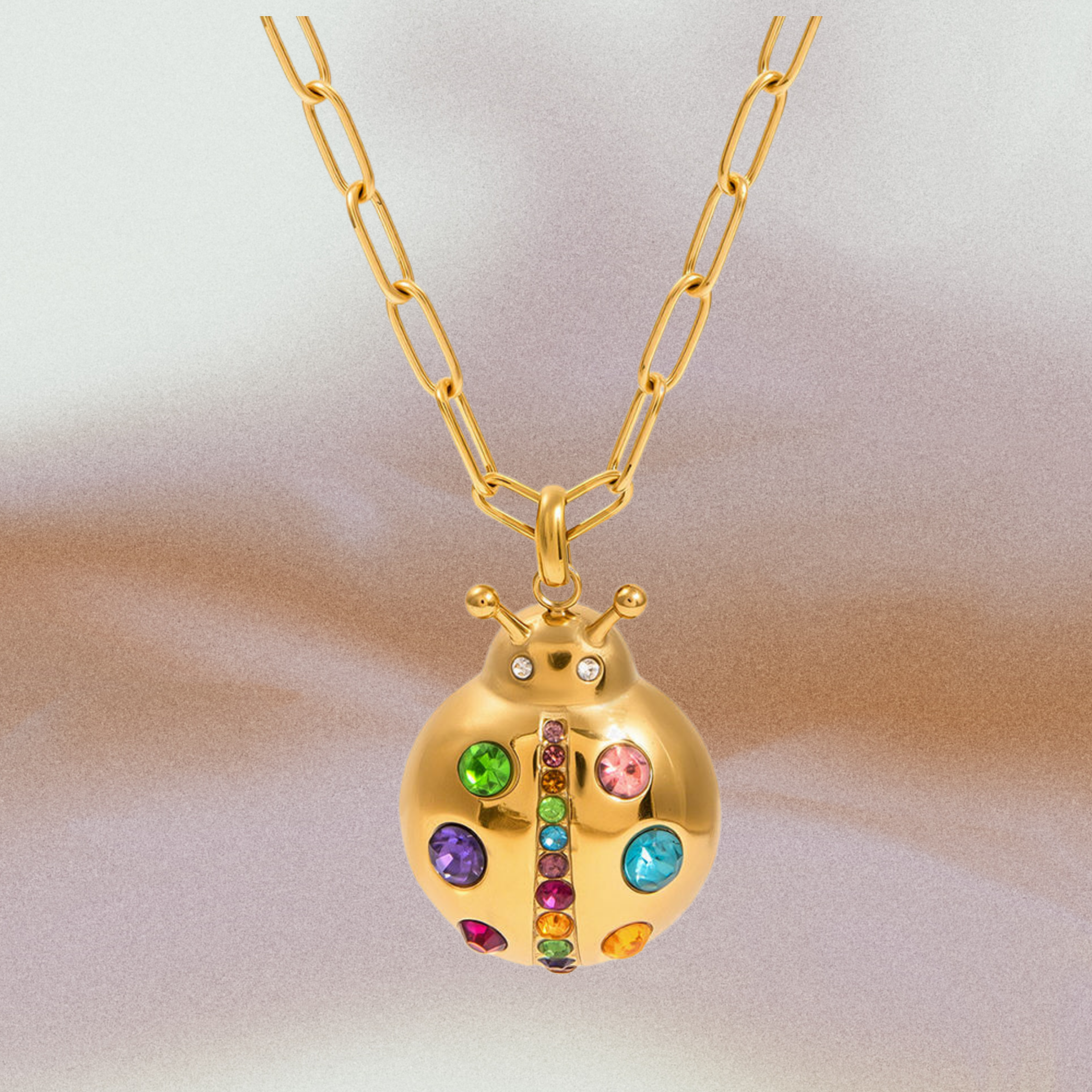 Preorder: Rainbow Lady Bug Necklace