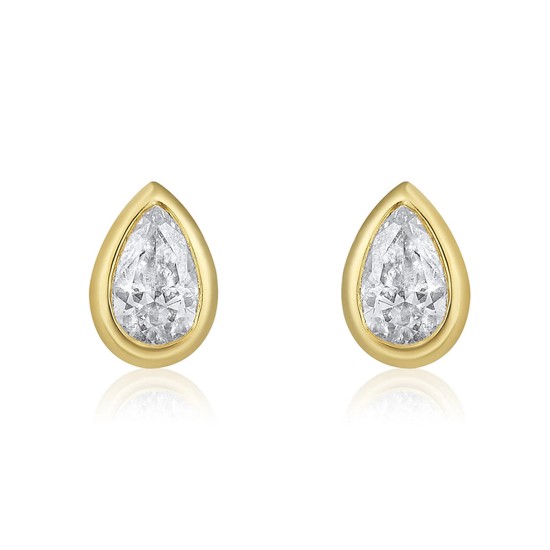 Pear Bezel Stud Earrings 0.2 ct