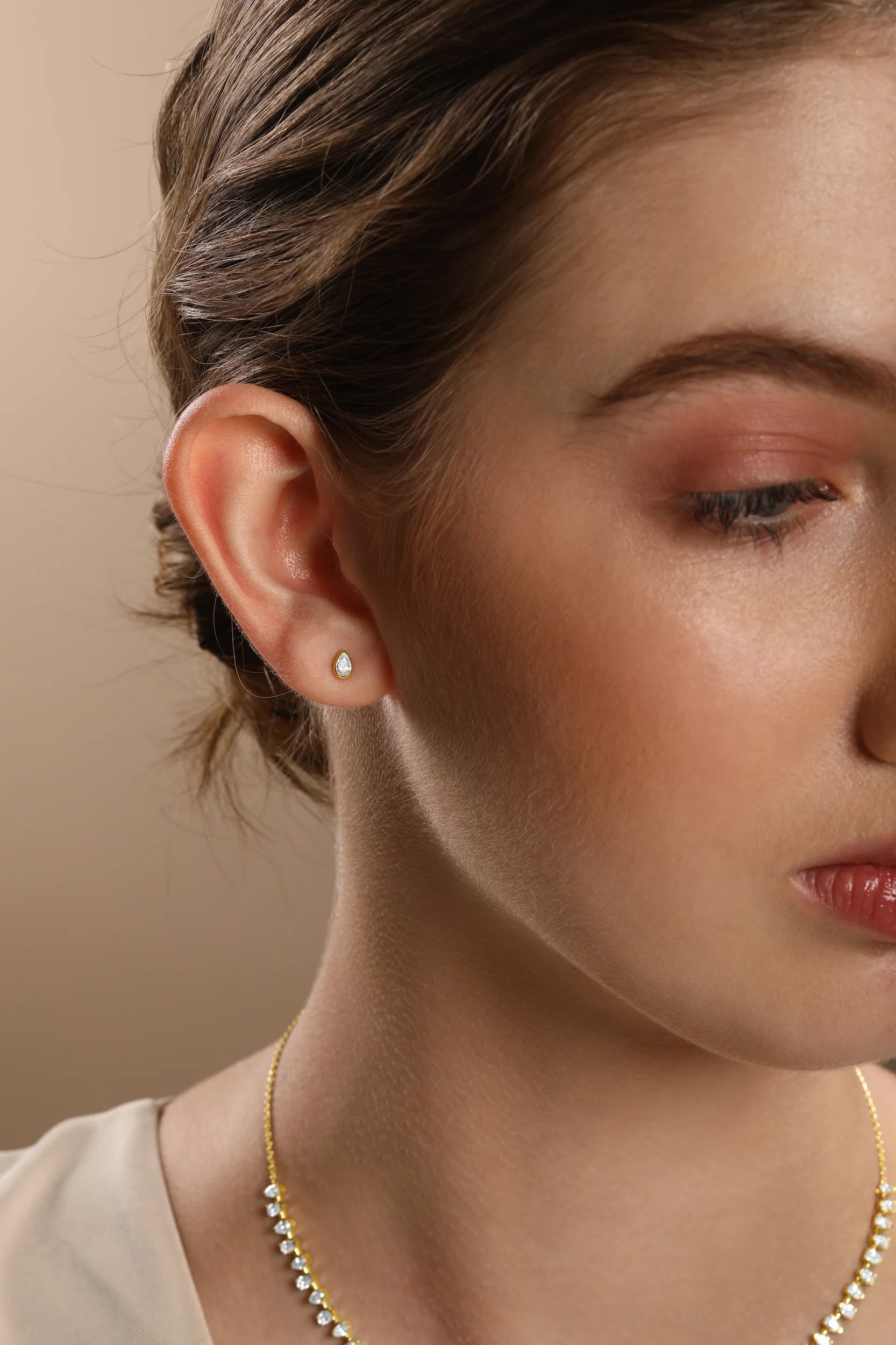 Pear Bezel Stud Earrings 0.2 ct