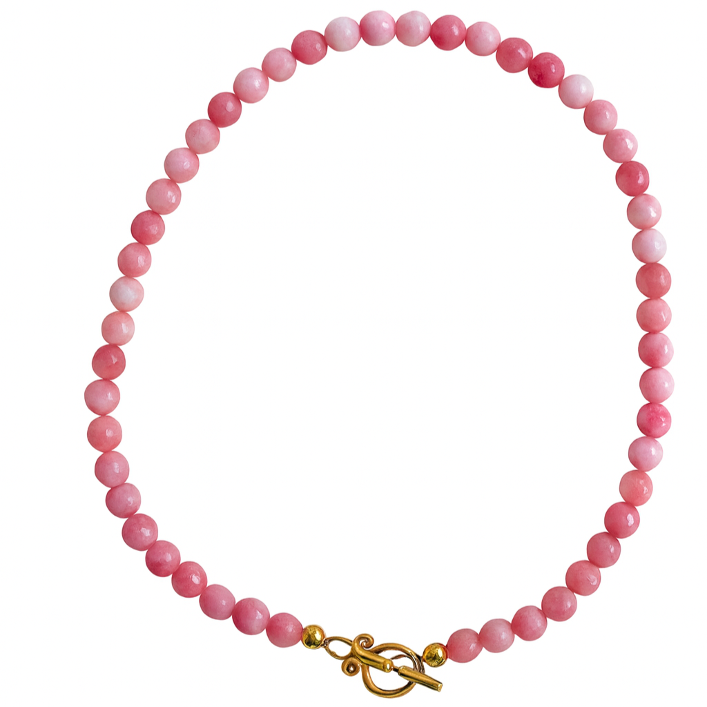 Semiprecious Pink Bubble necklace