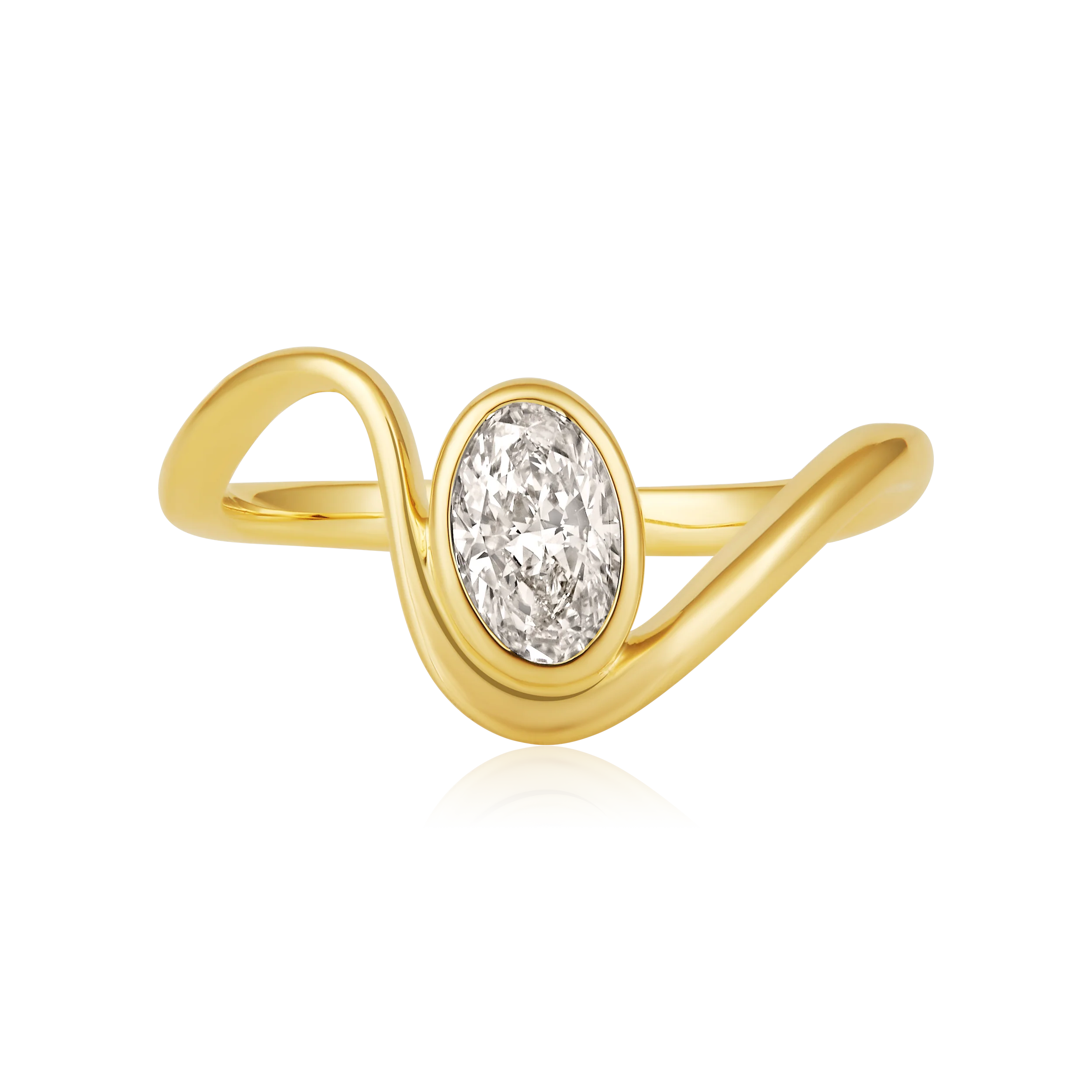 Oval Bezel  Wave  Ring