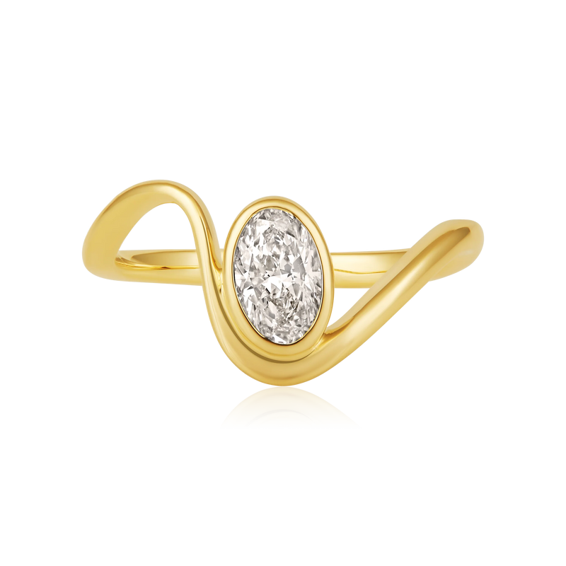 Oval Bezel  Wave  Ring