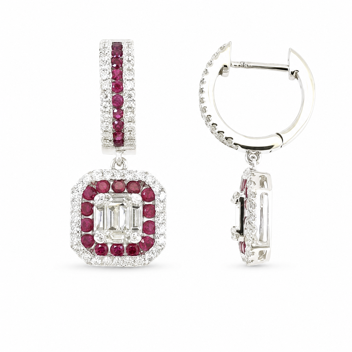 Diamond Ruby Earrings 14k