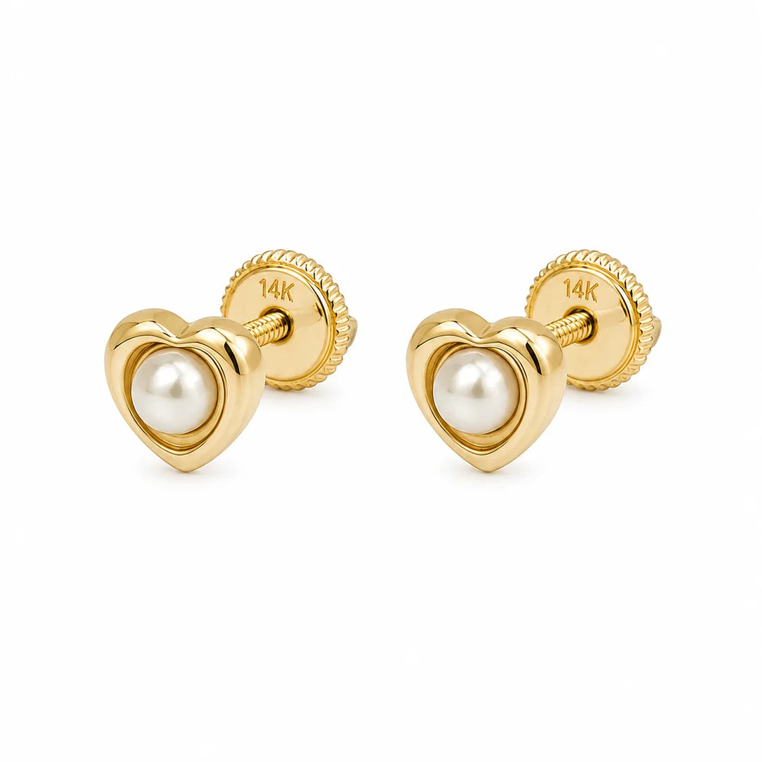 4mm Pearl Heart Studs