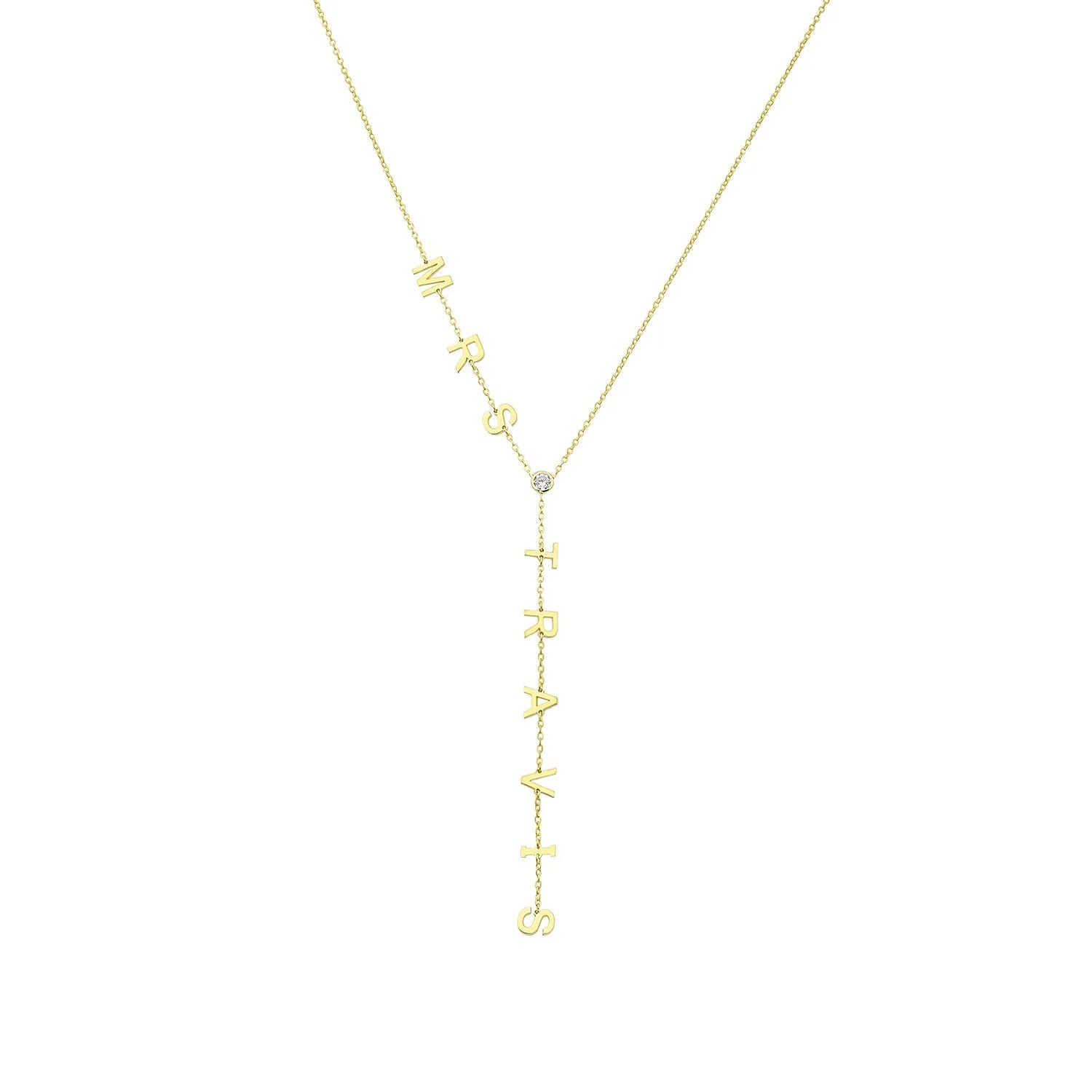 Bezel Lariat Name Necklace